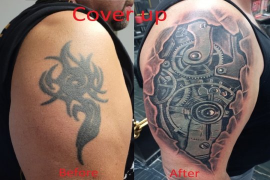 Biomechanical cover up tattoo